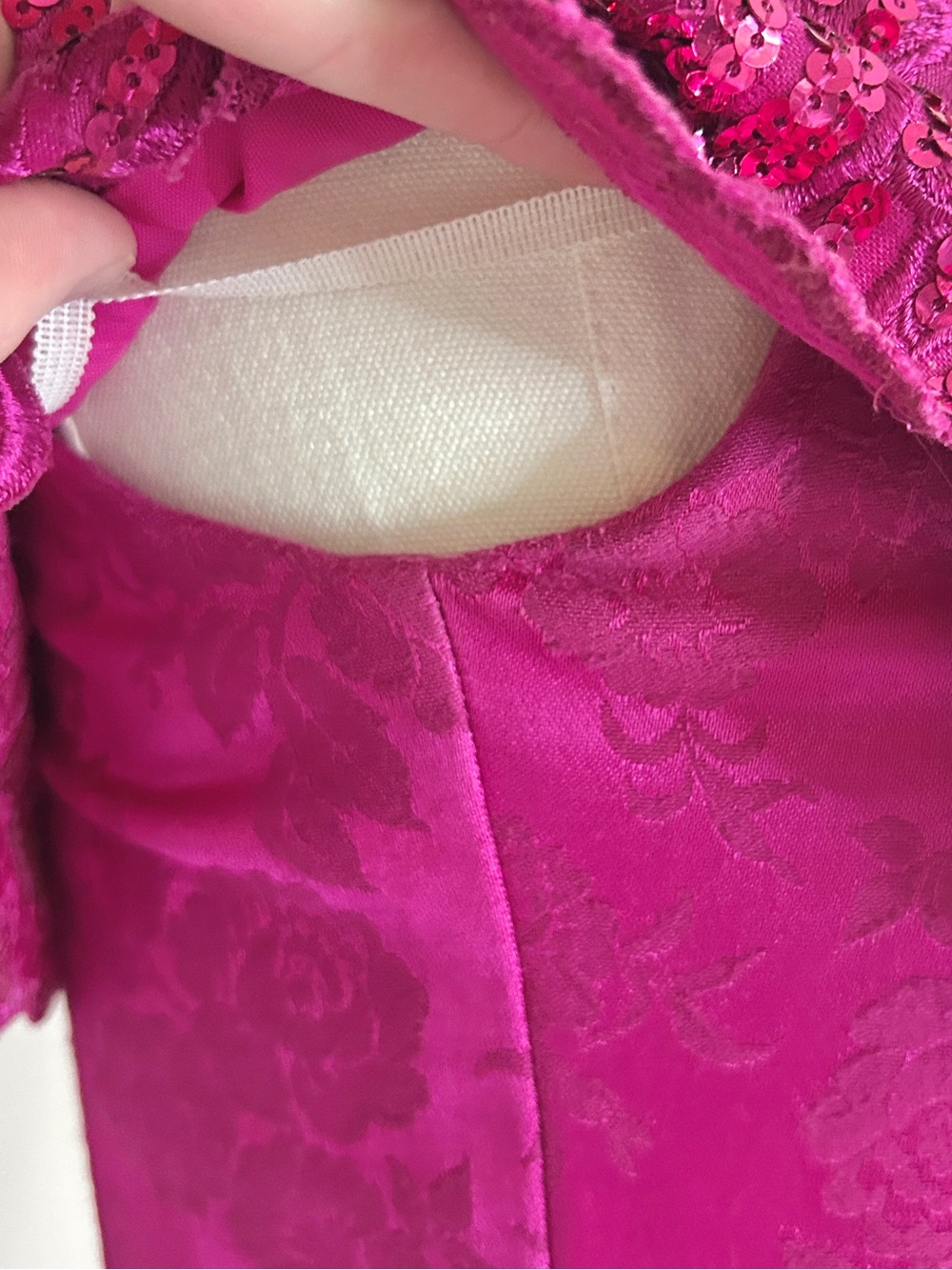 Vintage Jessica McClintock Gunne Sax 90s Barbie Fuchsia Sequin Party Dress ~ XXS - Picture 7 of 16